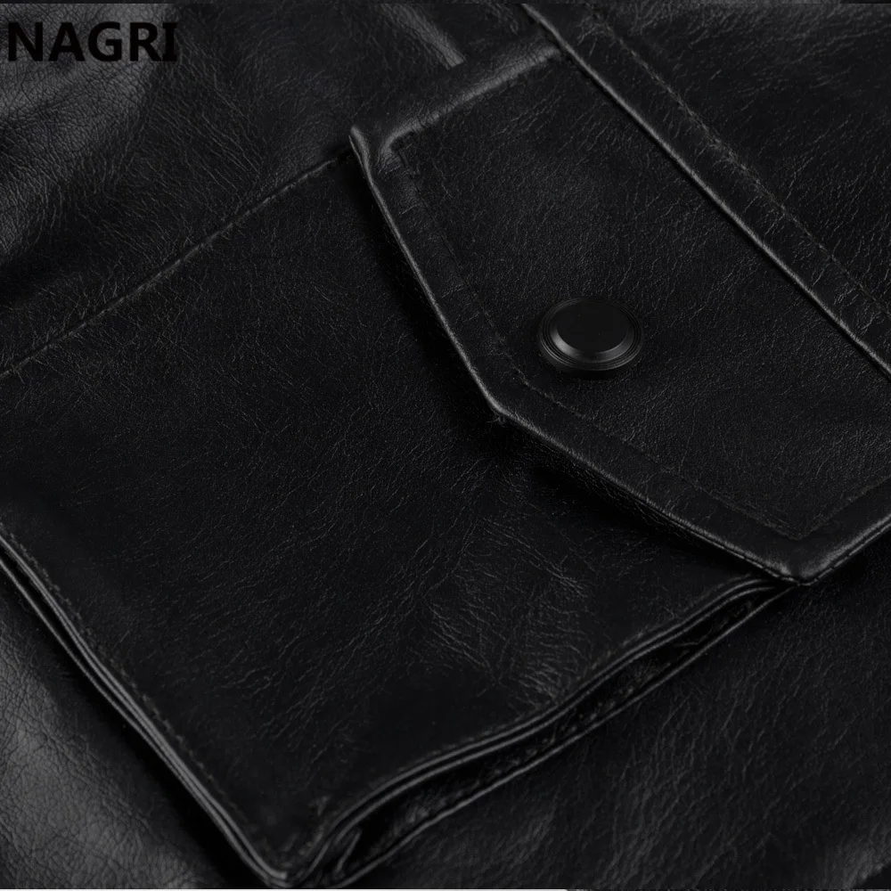 Мужская кожаная куртка куртка-пилота в стиле милитари из искусственной кожи для