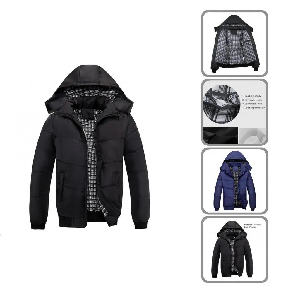 

Male Down Coat Fabulous Waterproof Men Jacket Solid Color Zipper Male Jacket