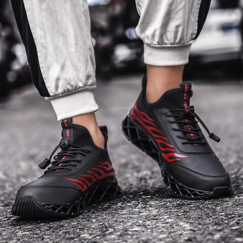 

CYYTL Fashion Men Breathable Running Sport Shoes Casual Flame Pattern Mesh Boys Sneakers Lightweight Blade Outdoor Tennis