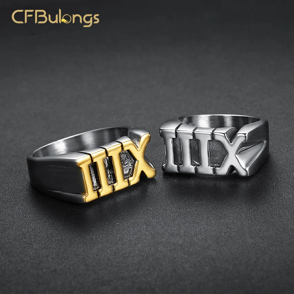 CFBulongs Нержавеющая сталь простой римскими цифрами XIII Lucky 13 палец кольцо крутым