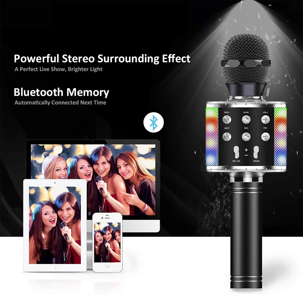 Беспроводной Bluetooth микрофон светодиодный кальная шкатулка со светильник кой для