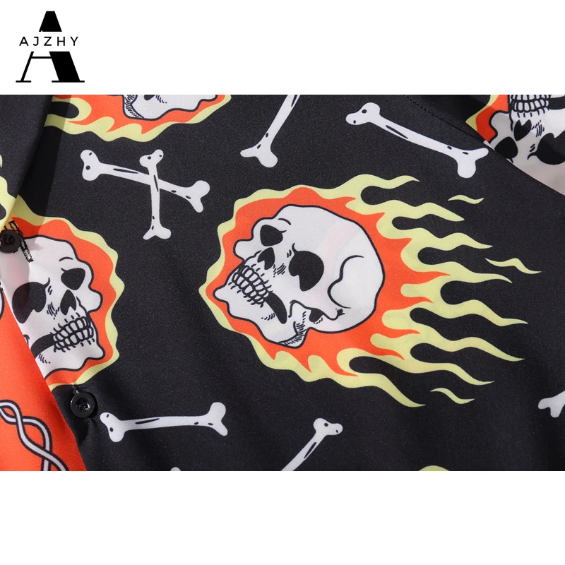 

Graffiti Skull Print Short Sleeve Shirt Men Summer Casual Fashion Harujuku Shirts for Men Women Hip Hop Oversize Hawaiian Shirts