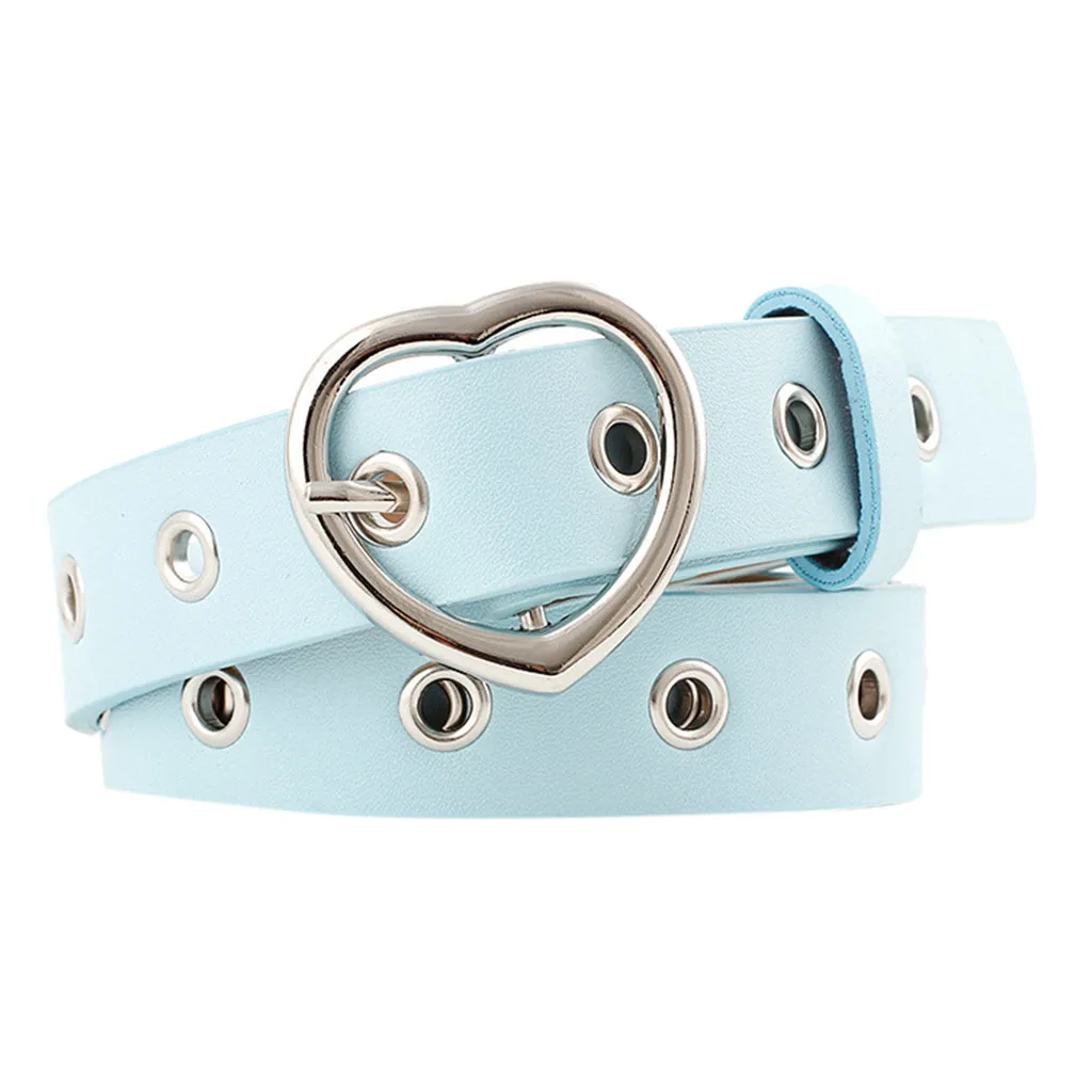 Милый кожаный ремень для женщин женский с пряжкой в форме сердца розовый белый