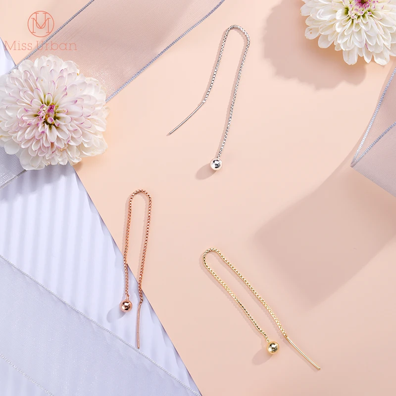 Новое поступление миниатюрные серьги-гвоздики с цепочкой и шариками модные