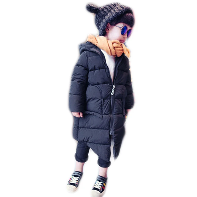 Boys Winter Jacket Thickening 2019 New Warm Cotton Clothes Roupa Children's Clothing Black Hoodie Long Outwear Infantil Costumes | Мать и
