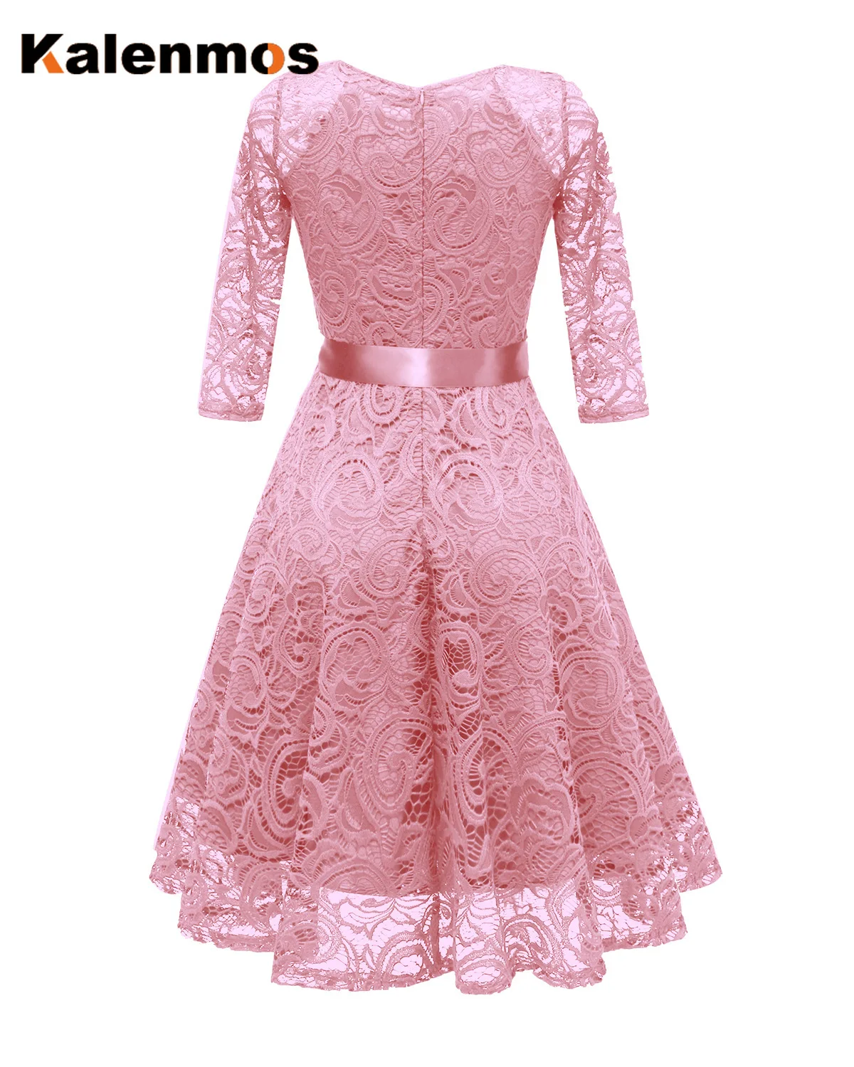 

Dress Women Spring Summer KALENMOS V-neck Long Sleeve Lace Embroidery Three Quarter Solid Sexy High Waist Evening Party Vestidos