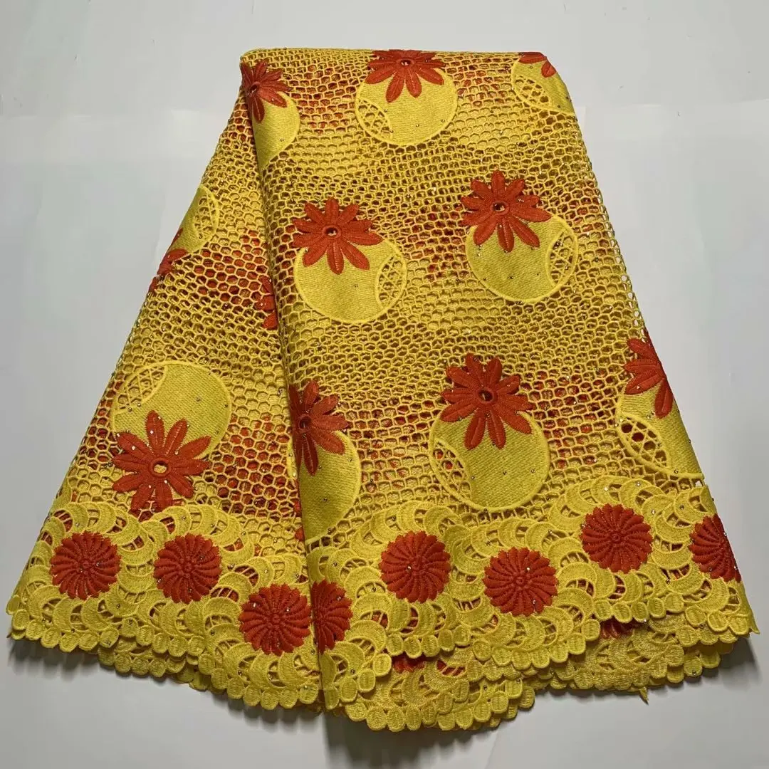 

TG34 High quality embroidery guipure lace fabric stones , Suitable for Dresses for birthday parties 5 yards