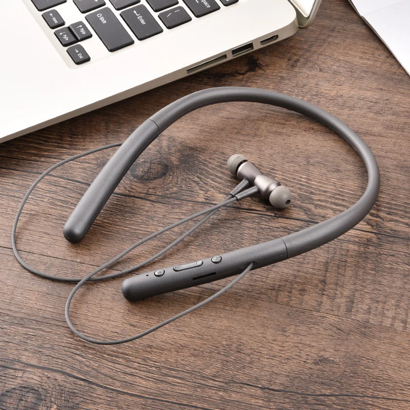Серый Candy Color Hanging Neck Bluetooth Headset Sports Neck Hanging Running Earbuds Stereo for Xiaomi IPhone Huawei Portable Earphone - Цвет: Серый