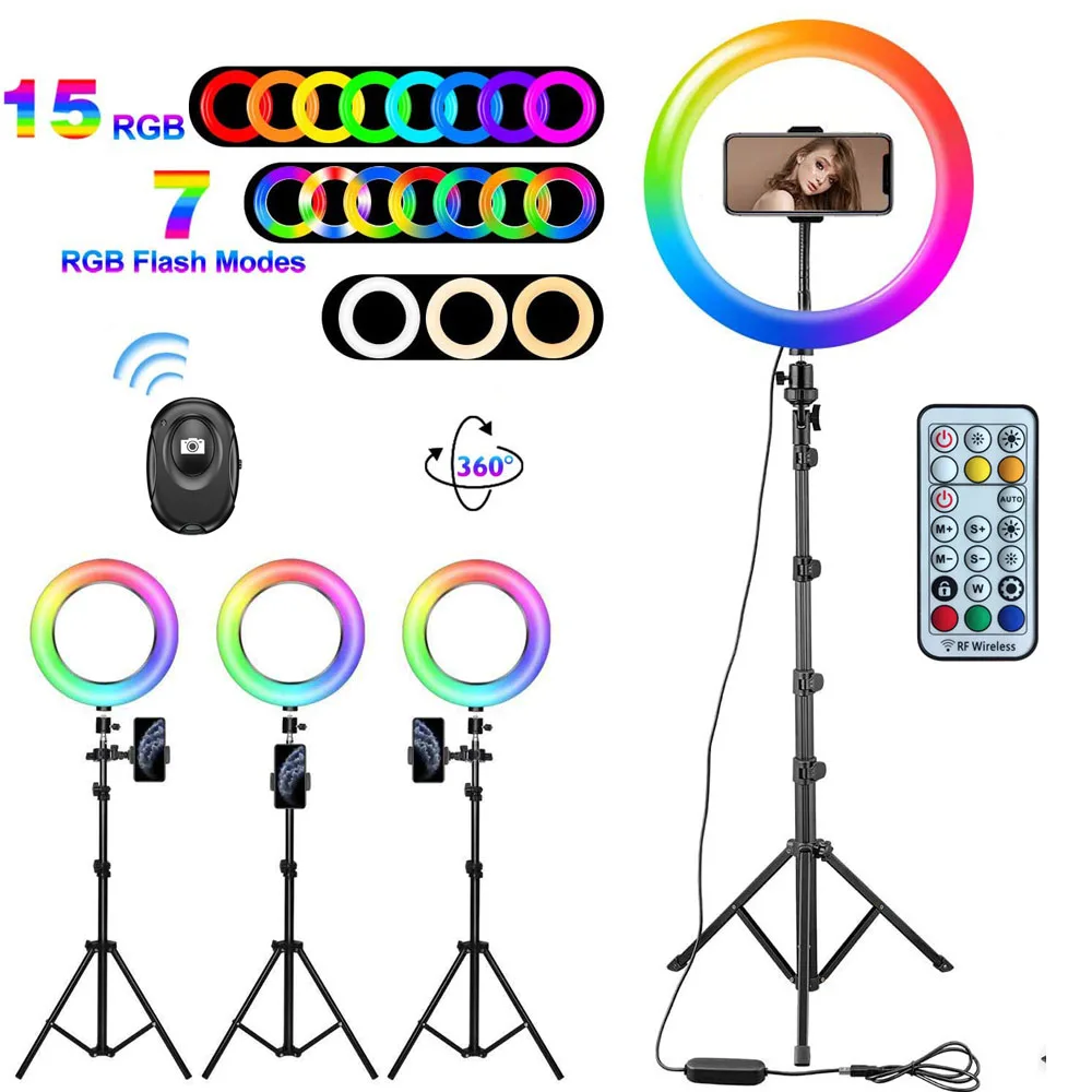 10 дюймов RGB селфи Светильник Красочные USB Видеостудия Photo круг потолочный