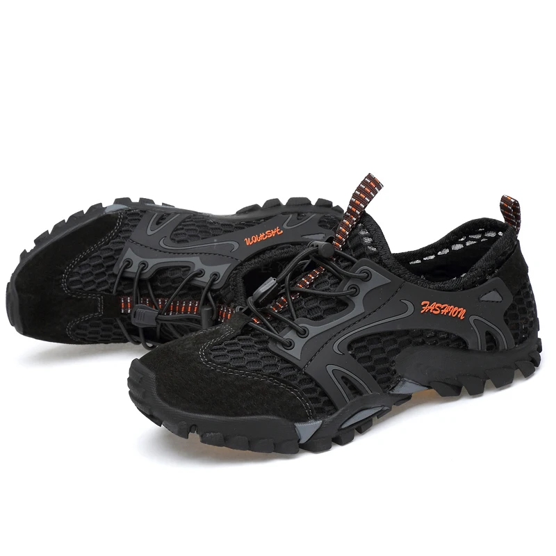 

Summer Breathable Men Hiking Shoes Suede + Mesh Outdoor Men Sneakers Climbing Shoes Men Sport Shoes Quick-dry Water Shoes