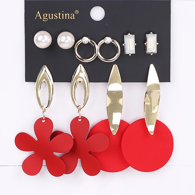 

Agustina 2021 women Set earrings fashion jewelry drop earrings Set acrylic earrings long earring boho Dangle earings geometry