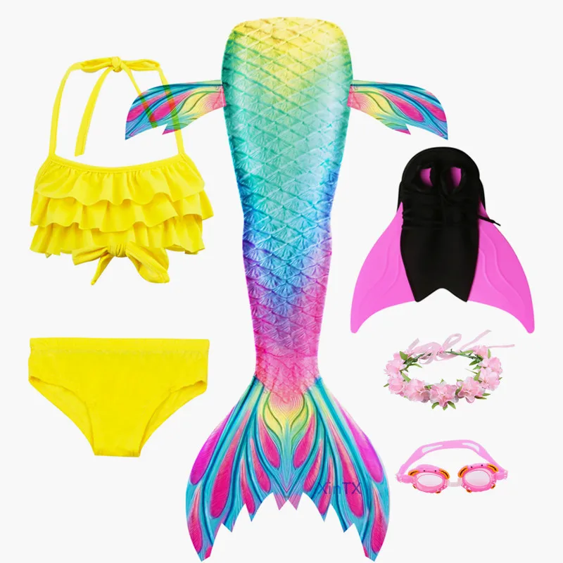 2019 Kids Swimmable Mermaid Tail with Monofin Flipper Bathing Swimsuit for Girls Cosplay Costume | Тематическая одежда и