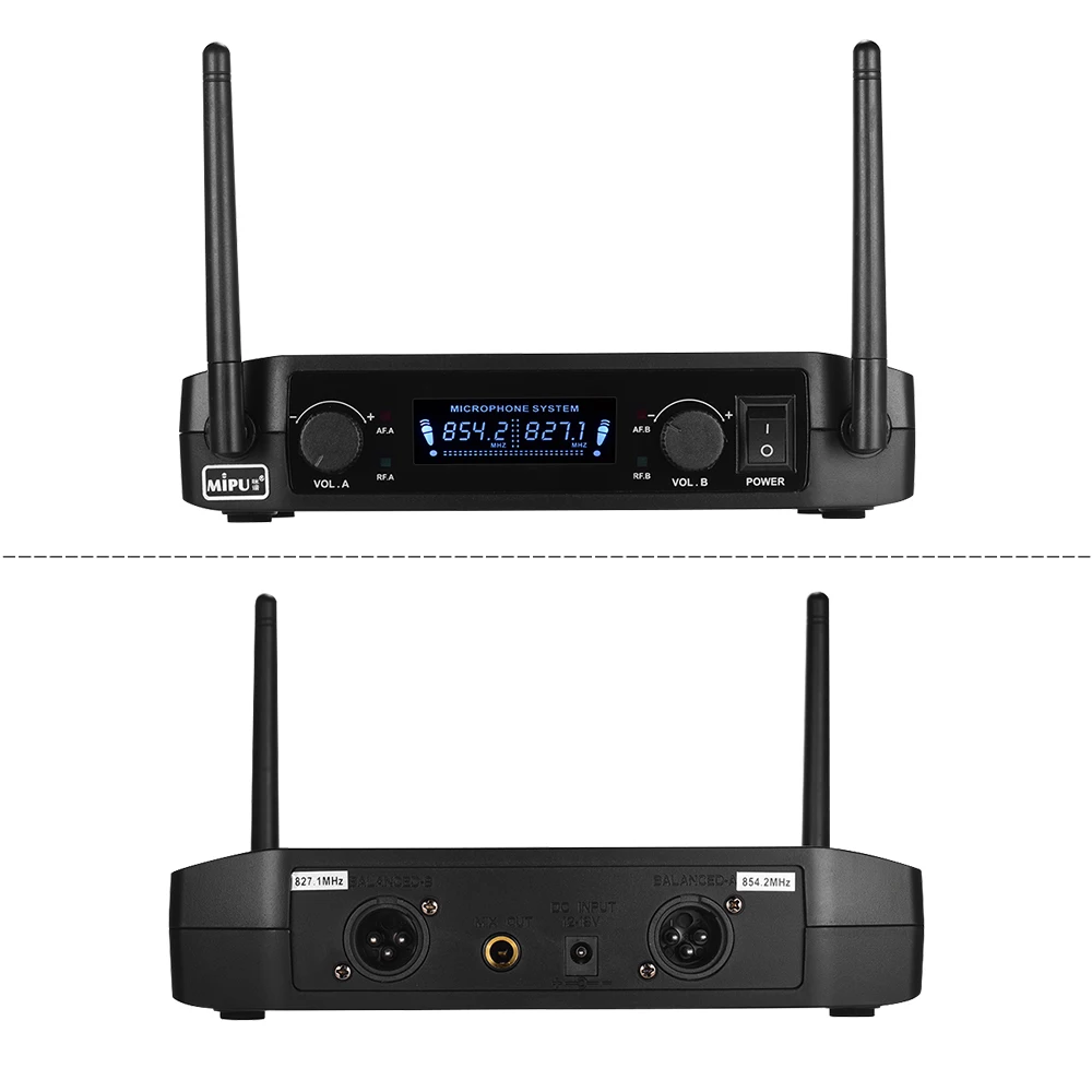 VHF Беспроводной 10 Каналы цифровой микрофон Системы с двумя портативные
