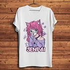 Kawaii Pastel Goth Neko Menhera смешная аниме Senpai футболка с круглым вырезом Летняя короткая футболка для мужчин белая Повседневная футболка унисекс уличная одежда