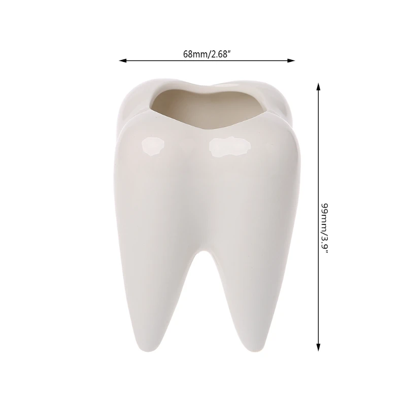Керамический цветочный горшок в форме зуба зеленый Растительный для суккулентов