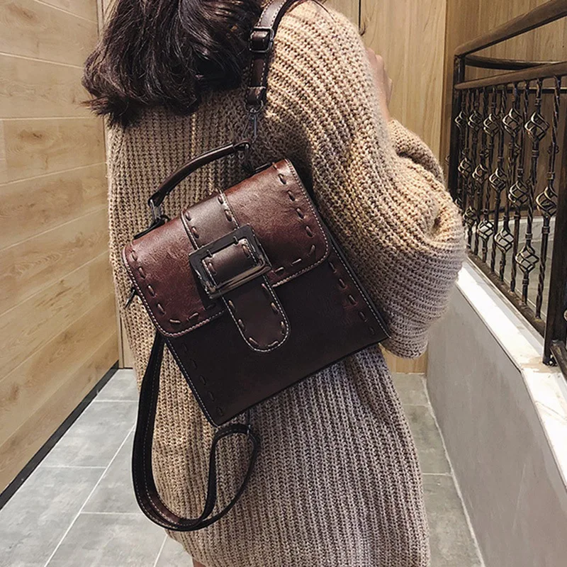 Women's PU Leather Backpack Female Fashion Small Bag Teen Girl Retro Shoulder |