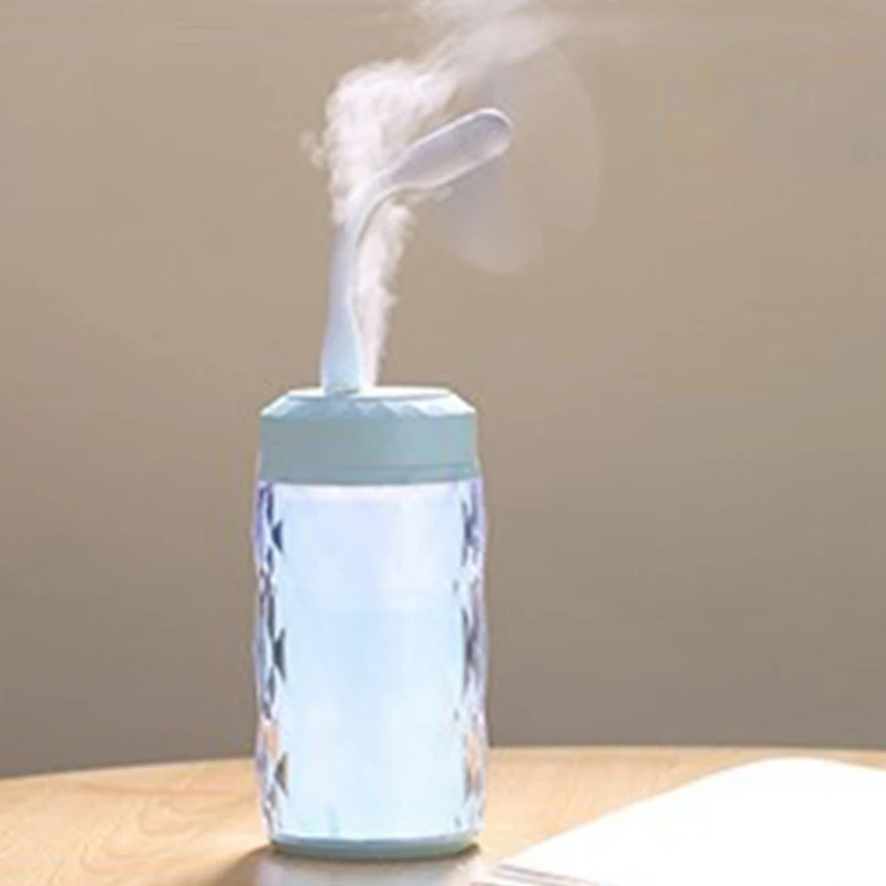 

Mini Air Humidifier Aromatherapy Essential Oil Diffuser with Romantic Light USB Atomizer, with Mini Fan