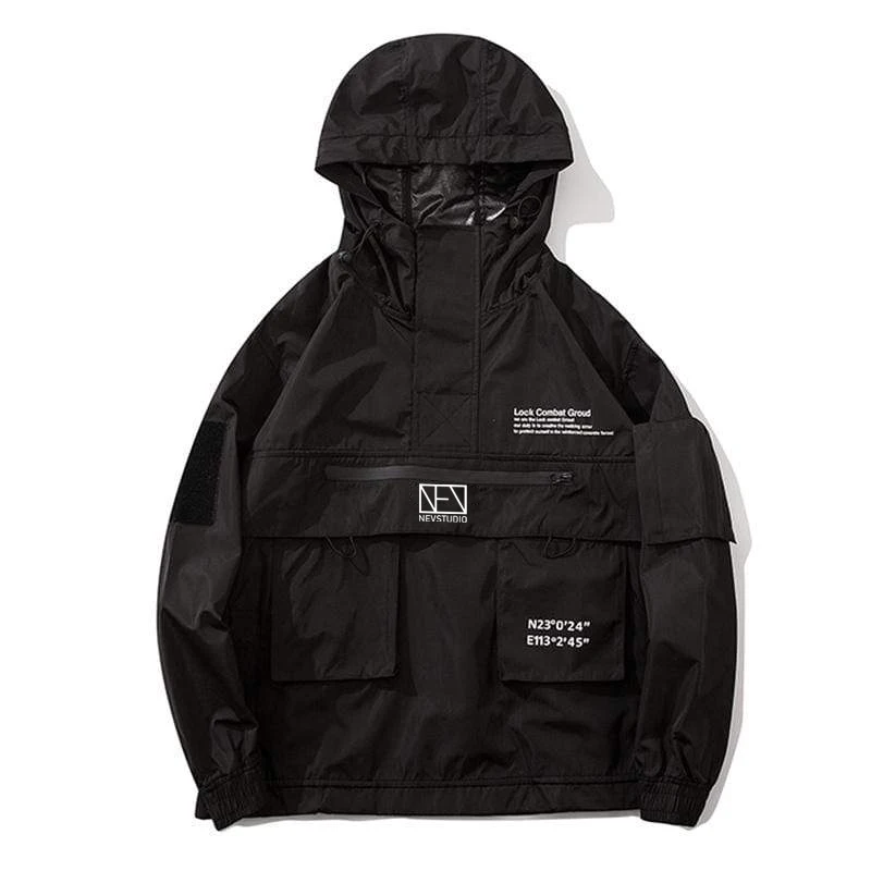 

NEVSTUDIO Dark Cargo Jackets Coats Streetwear Tactical Function Pullover Harajuku Multi-pocket Hoody Windbreaker Coats