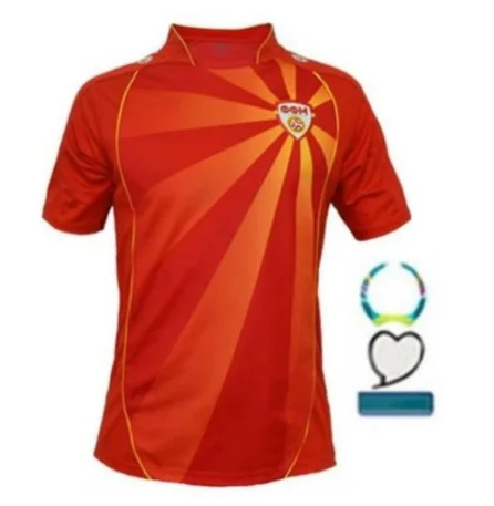

Red EURO 20 21 North Macedonia National Team Football Shirt Home Jersey Thai Fan Set Club Football Customized Original Jersey