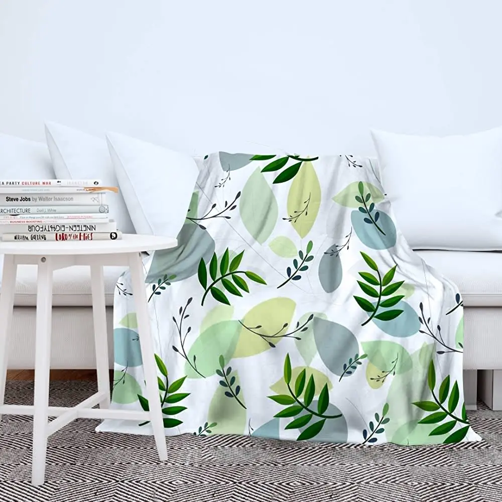 

Мягкое одеяло с рисунком растений, легкий плед для кровати, дивана, одеяло с рисунком листьев, всесезонный плед для детей и взрослых