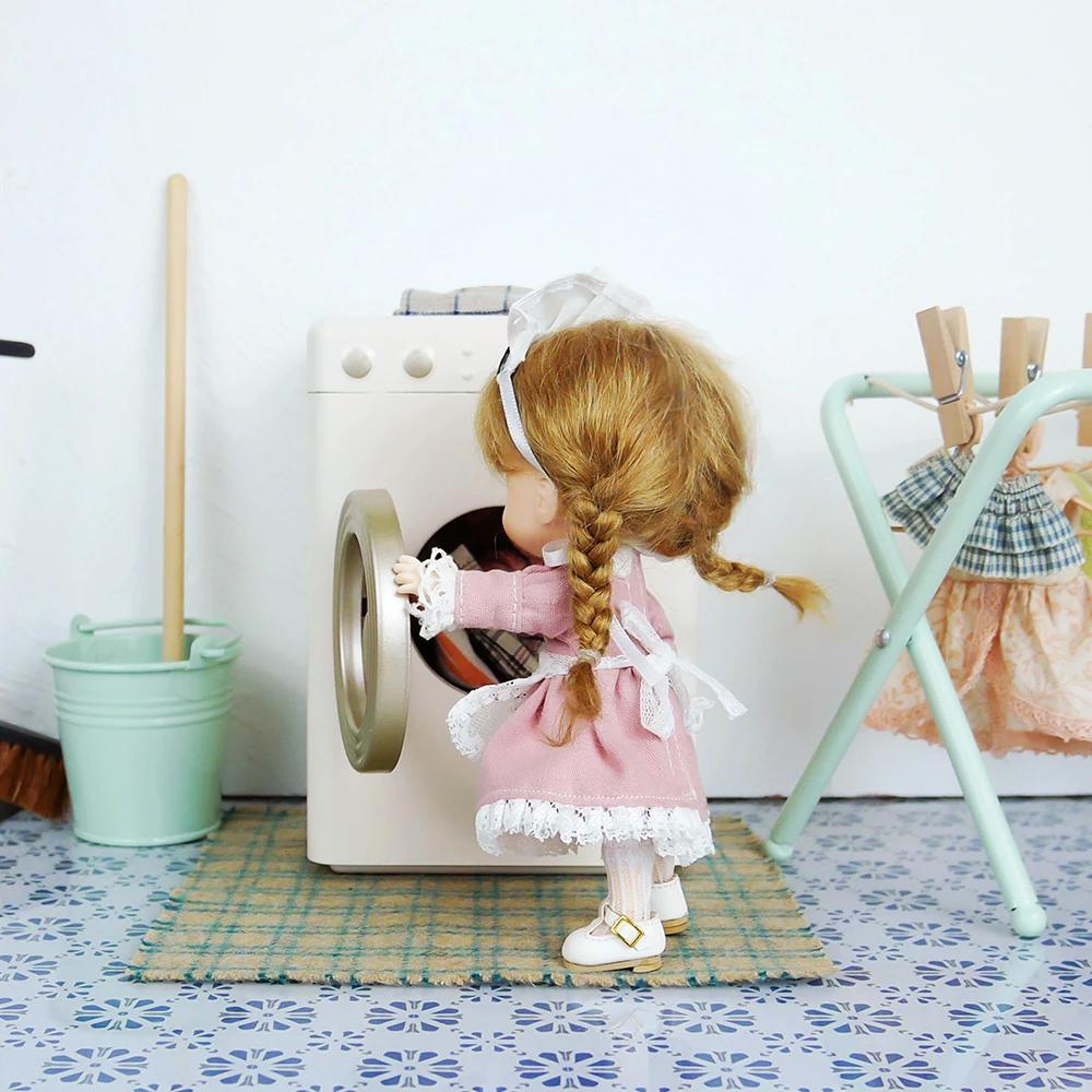 Aizulhomey-muebles de casa de mu&ntilde;ecas para ni&ntilde;os, accesorios de Metal para lavadora, Blythe BJD OB24 1/6 OB11, juguete de regalo, 1/6-2