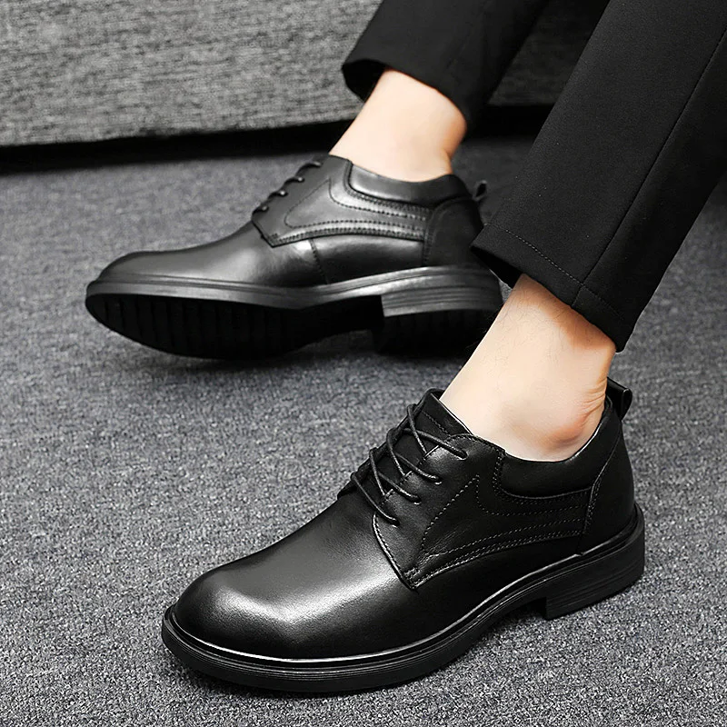

Men dress Oxfords Shoes British style lace up Men Genuine Leather Business Formal Shoes MenTop Quality Flats wedding party shoes