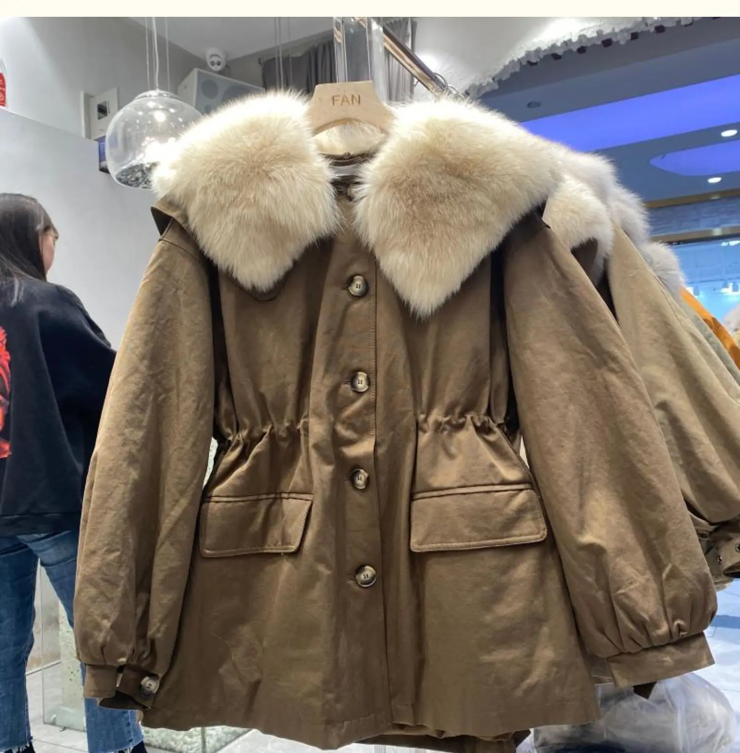 

2021 New Arrival Women's Real Fox Fur Down Parka Coats Winter Warm 95 White Duck Down Jacket Female Thicken Fur Collar Jacket