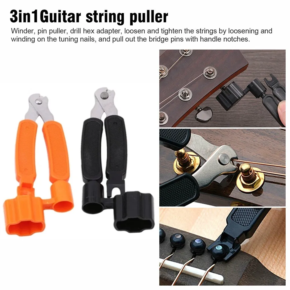 

3 In 1 Guitar Repair String Winder Wrench Tools Bridge Pin Puller Change String String Winder Feature Stringer Cutter Clamp