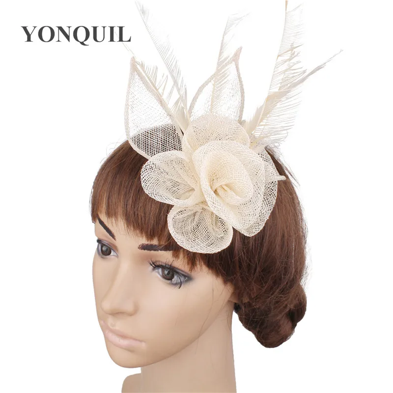 Розовый королевский синий аксессуары дизайна волос Дерби Sinamay свадебные