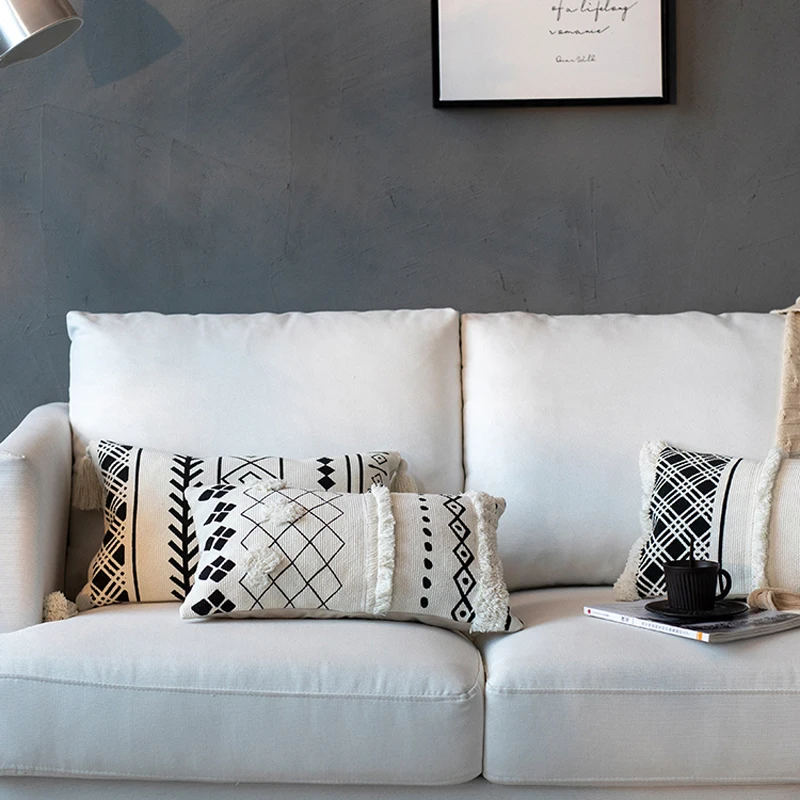 Чехол подушка с геометрическим рисунком хлопковая наволочка в скандинавском