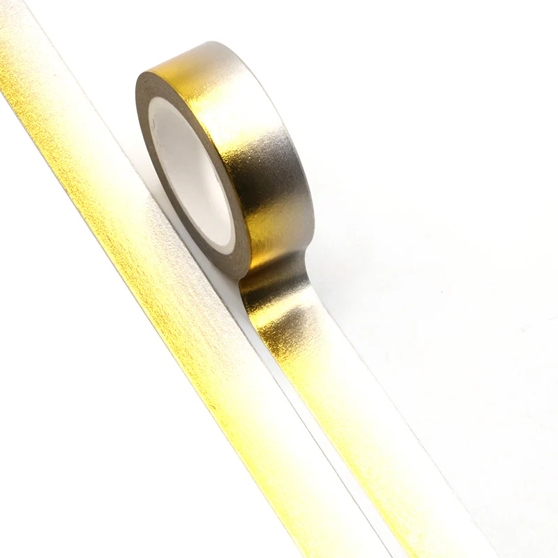 G212 1X 15mm*10m Gold Foil Washi Tape Silver/Gold/Bronze/Rose/Green/purple Color Japanese Kawaii DIYScrapbooking Tools Masking Tape - Цвет: G212