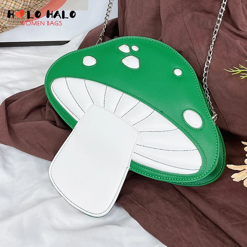 

Cute Red Mushroom Design Women Handbag and Purse Girls Kawaii Shoulder Bag Crossbody Chain Day Clutch Designer Mini Hand Bag