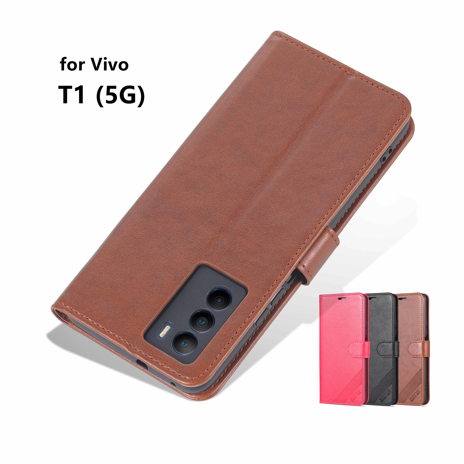 

High Quality Flip Cover Fitted Case For Vivo T1 Pu Leather Phone Bags Case protective Holster with closing strap AZNS