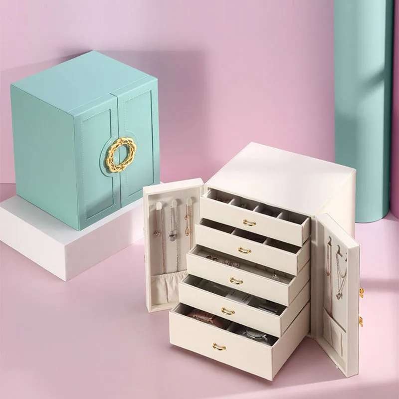 

CASEGRACE-2021 Luxury Multi-layer Large-Capacity Jewelry Box European-style Leather Jewelry Box Jewelry Storage Box Gift Female