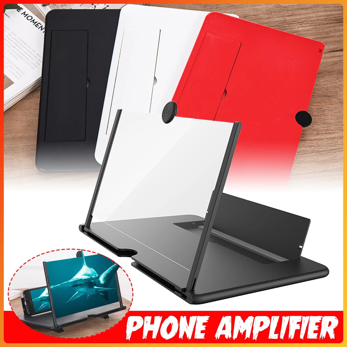 

Pull Typer Cell Phone Amplifier 3D Effect High Definition Large Screen with Desk Holder Magnifying Folding for Movie Game
