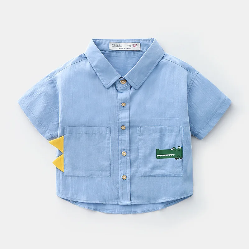 Summer Boys' Shirt Short Sleeve Children's Top Cartoon Cotton Toddler Boy Baby Blouse Girl | Мать и ребенок