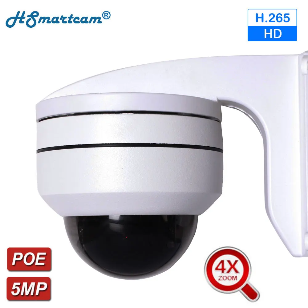 CCTV Открытый безопасности 5MP мини Купол PTZ Камера 4X с переменным фокусным расстоянием POE IP Ночное видение 50 м 48V