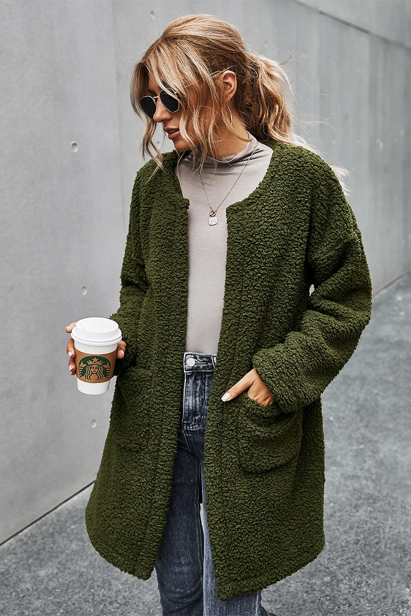 

2020 winter new products thick plush cardigan jacket women