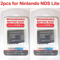 2pcs 3 7v 2000mah rechargeable lithium ion battery pack for nintendo nds ds lite dsl ndsl replacement batteries with screwdriver