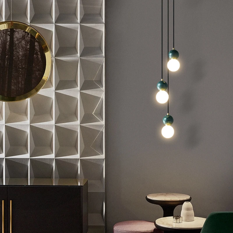 

Natural marble, height-adjustable, three-colorlight，-changing bedroom, dining room, bar chandelier