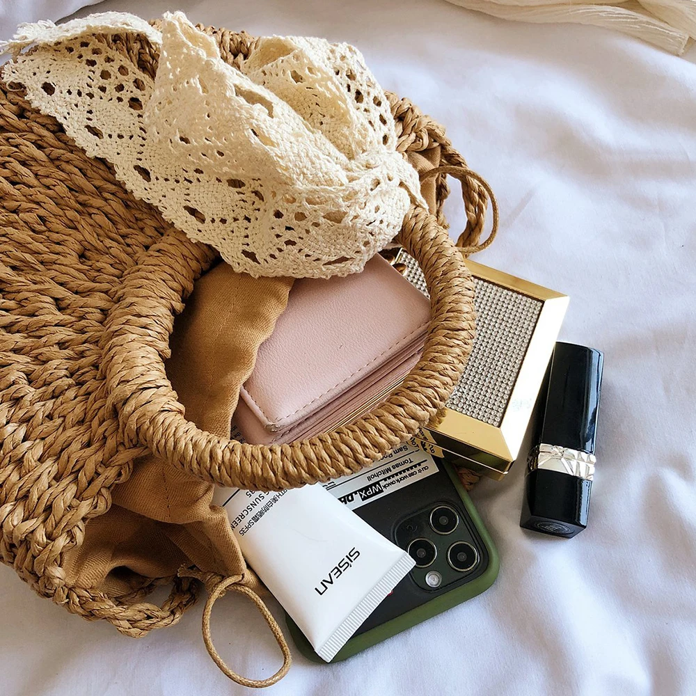 Плетеная винтажная Соломенная Сумочка для женщин ажурная сумка ручной работы в