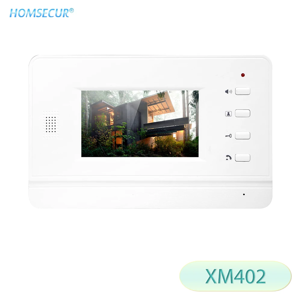 HOMSECUR 4 3 &quotTFT LCD белый внутренний монитор XM402 для видеодомофона|Комнатный монитор| |