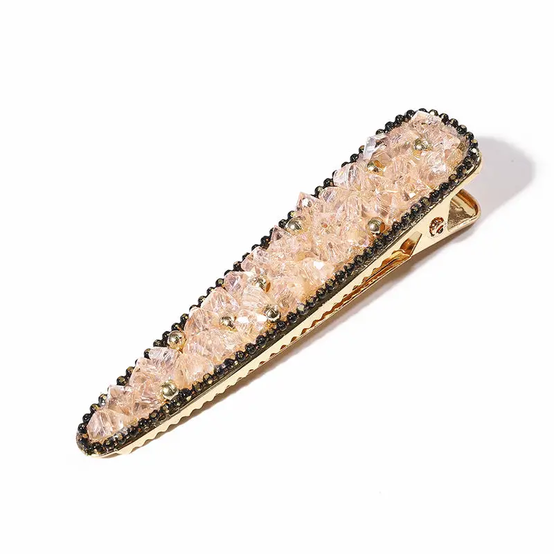 Pink 1.6x7.5cm Новые Модные цветные заколки для волос с кроликом цветком и кристаллами, клипсы Утконос, аксессуары для укладки волос - Цвет: Pink 1.6x7.5cm