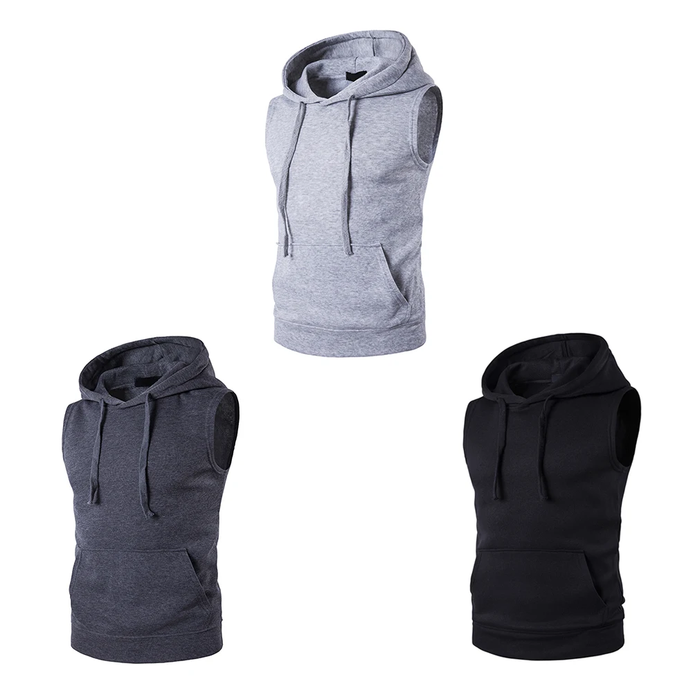 Осенний мужской жилет с капюшоном повседневный однотонный мягкий хлопковый топ