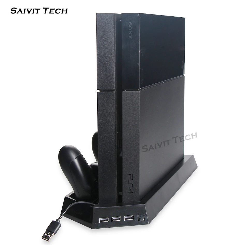 Multifunction Vertical Cooling Fan Stand Dual Gamepad Controller Charging Dock Station For Sony PS4 / Slim |