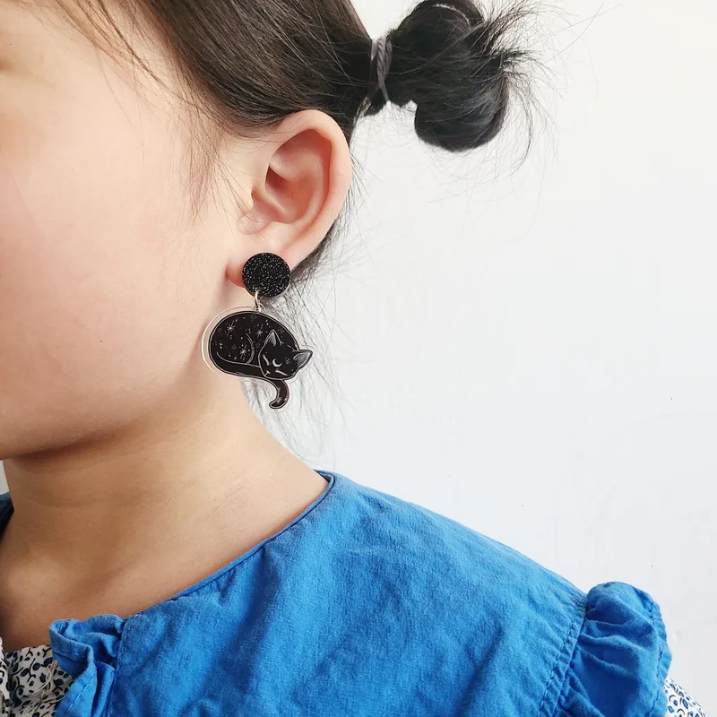 Черная луна мистическая филигранная витажная Готическая кошмарная кошка