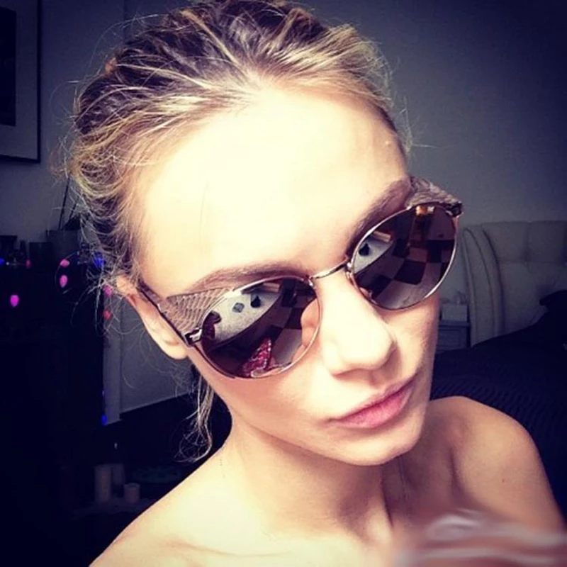 Mimiyou Goggle готические стимпанк солнцезащитные очки женские змеиная кожа