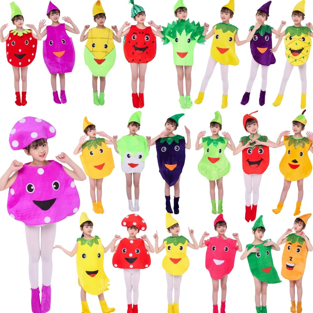 Детские вечерние костюмы на Хэллоуин с рисунком фруктов овощей персика яблока