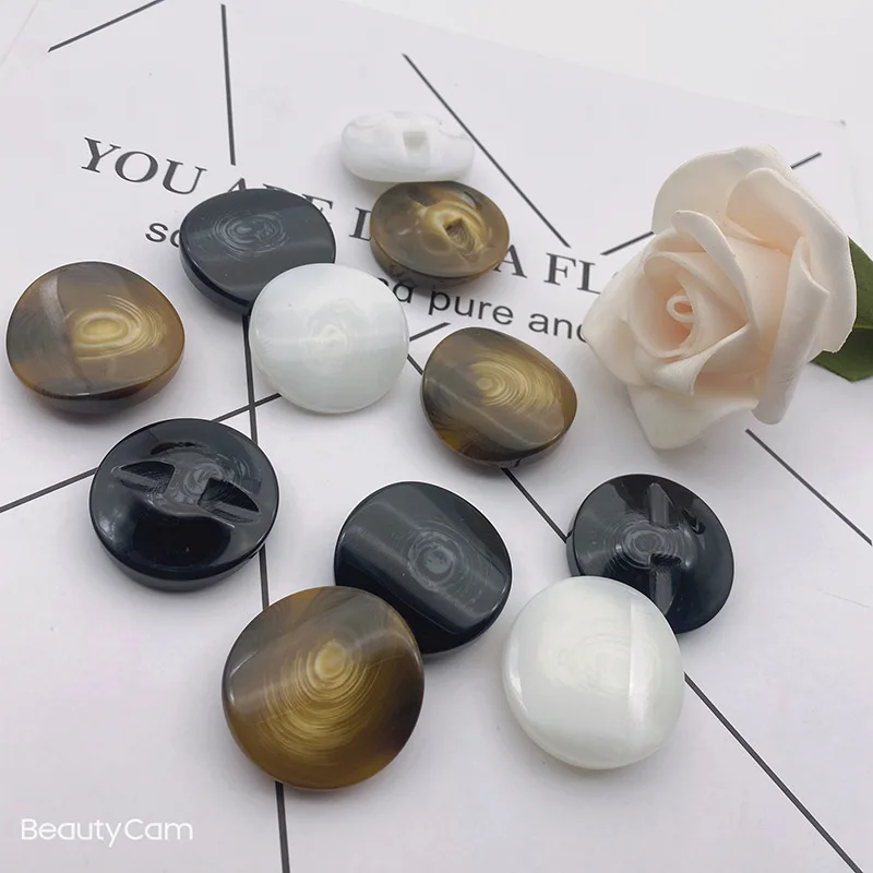 

10pcs Curved Wood Grain Resin Buttons Coat Suit Clothing Accessories Creative Simple Buttons Wholesale