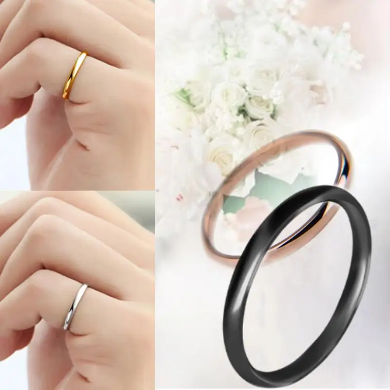 

1PC Hot Titanium Steel Wedding Couples Rings Women Men Simple Unisex Smooth Alloy Anniversary 4 Colors Solid Jwelry Gift